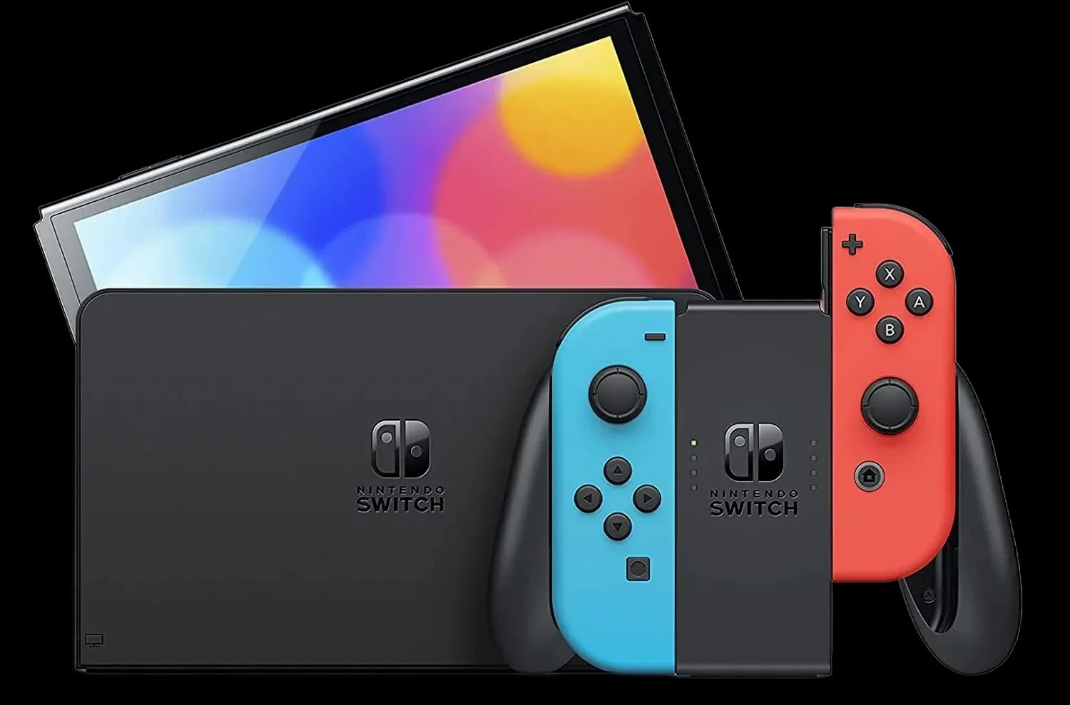 جهاز نينتندو سويتش أوليد (Nintendo Switch OLED Model) - مع وحدات تحكم نيون زرقاء وحمراء (64 جيجابايت)