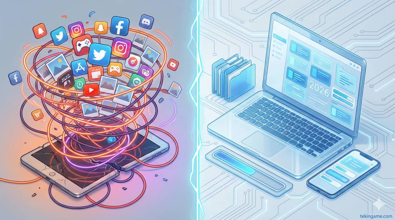 التنظيف الرقمي الشامل 2026: 5 خطوات حيوية لتنظيف هاتفك ولابتوبك وتسريعهما قبل العام الجديد (الدليل الكامل)