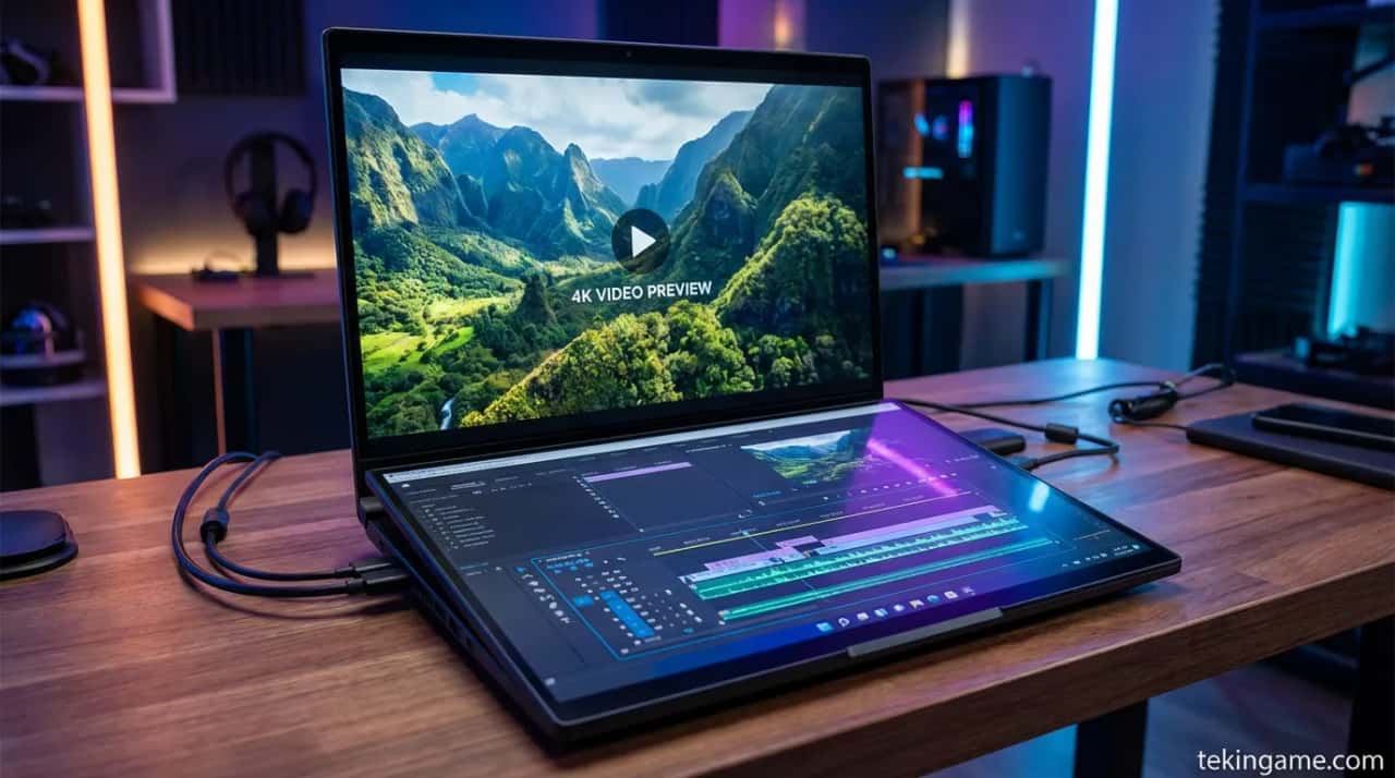 لپتاپ یا برج مراقبت؟ بررسی ایسوس Zenbook Duo 2026 با دو نمایشگر عمودی که قانون فیزیک را مسخره میکند!