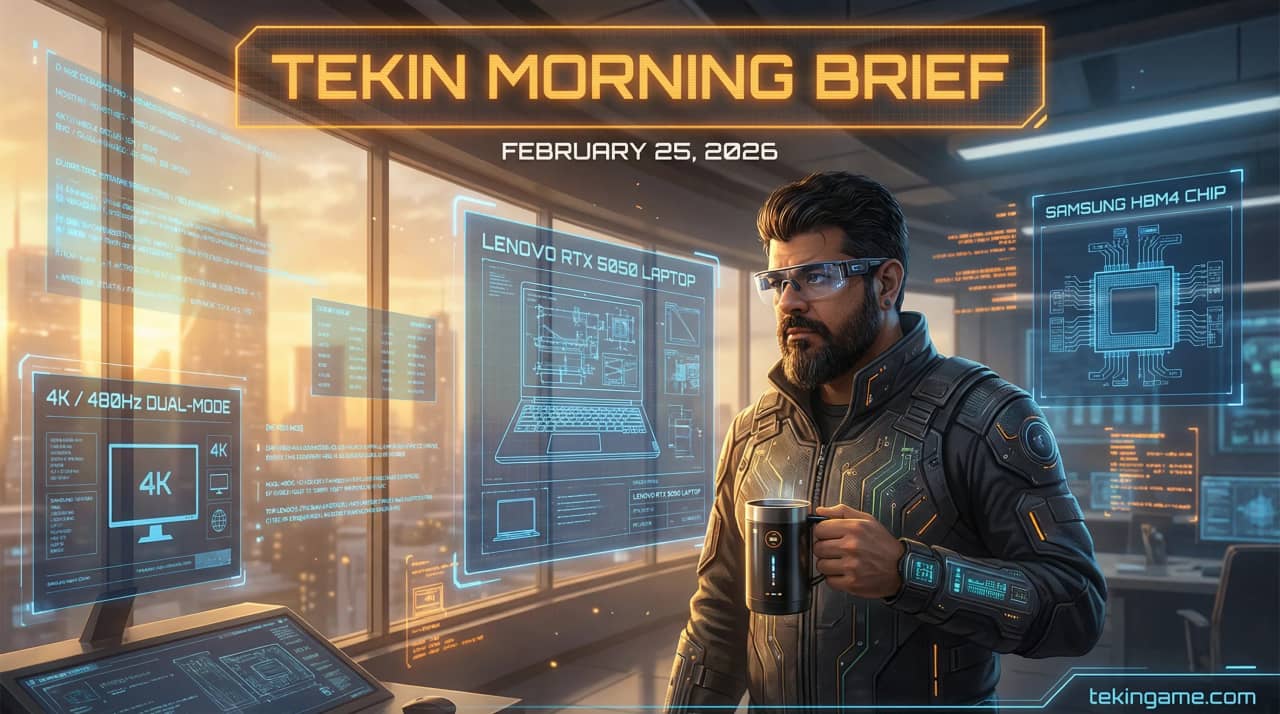 Tekin Morning Feb 25: From 480Hz Dual-Mode Displays to Samsung’s HBM4 Synthetic Brains ☀️💻
