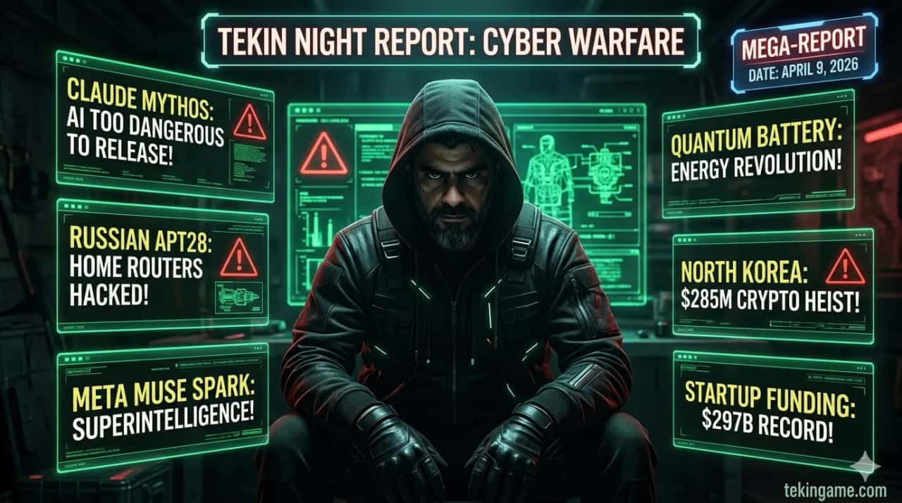 Tekin Night 9 أبريل 2026: Claude Mythos خطير جداً للإصدار العام، اختراق أجهزة التوجيه الروسية، وثورة البطارية الكمومية