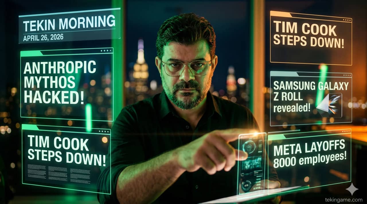 🌅 Tekin Morning April 26, 2026: Anthropic Hack, Tim Cook Resigns, Samsung Z Roll & Meta Layoffs 🔥