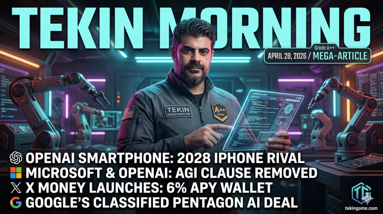 🌅 تيكن مورنينغ 28 أبريل: هاتف OpenAI، انفصال مايكروسوفت وإطلاق X Money