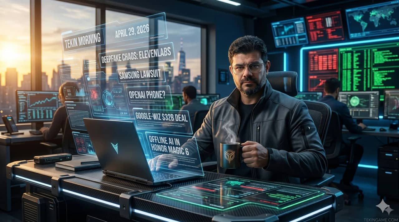 🌅 Tekin Morning April 29: Offline AI, Samsung Lawsuit & ElevenLabs Deepfakes