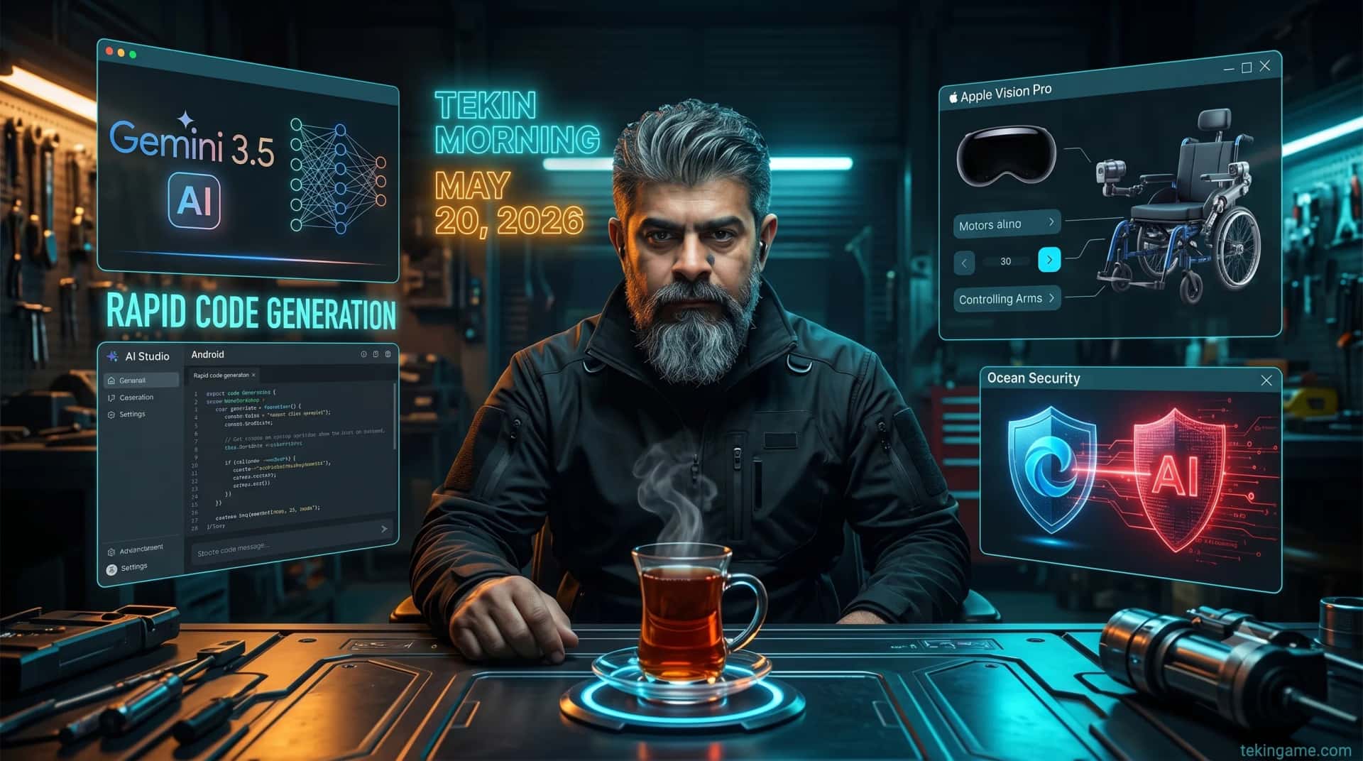 🌅 تيكن مورنينج 20 مايو: Gemini 3.5 Flash، تحكم آبل بالعين وشركة Ocean الأمنية