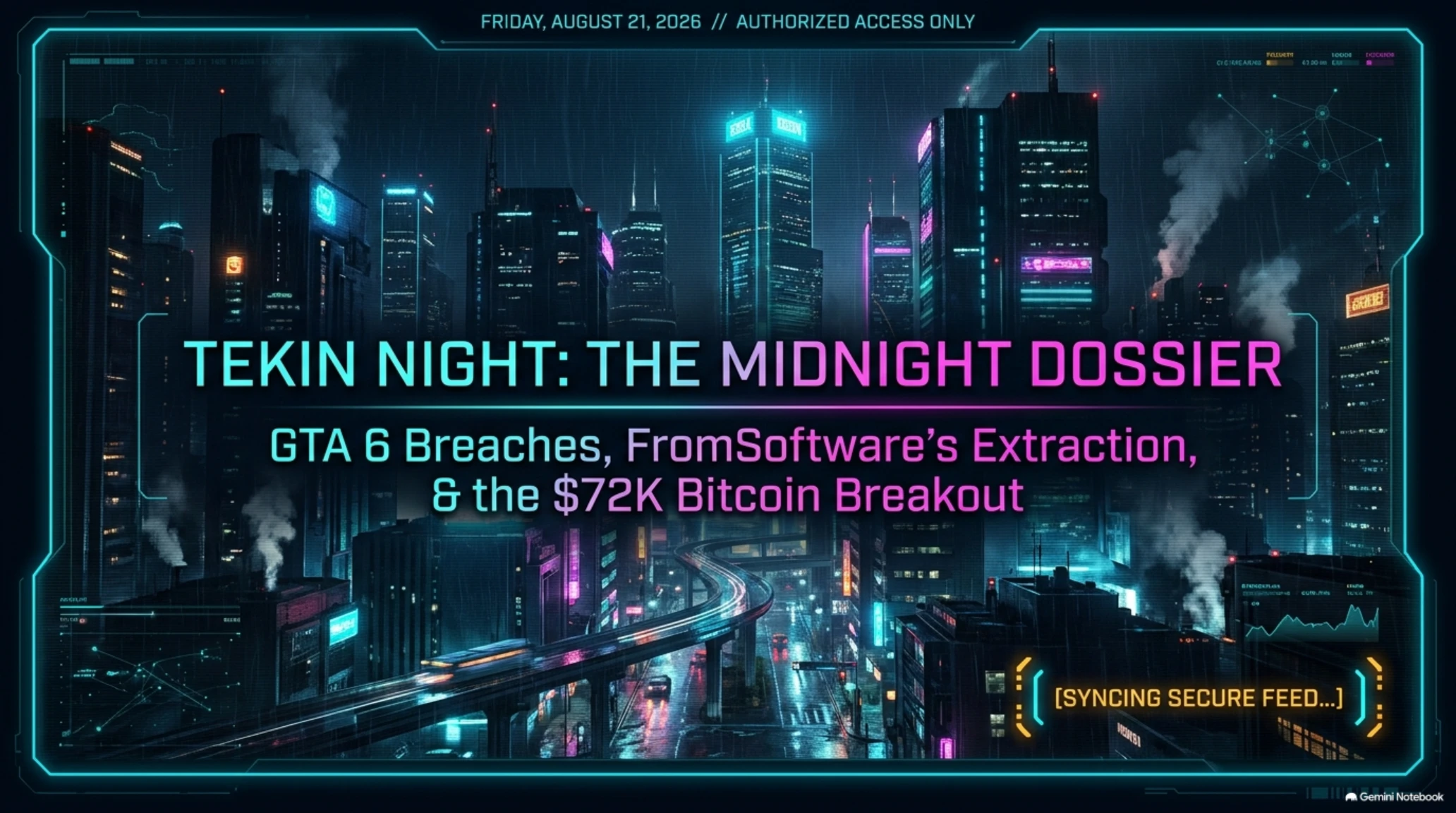 🌙 تكين نايت | الجمعة 21 أغسطس 2026: تسريبات نسخة GTA 6 القابلة للعب ومشروع فرام سوفتوير وانفجار البيتكوين - Gallery image 1